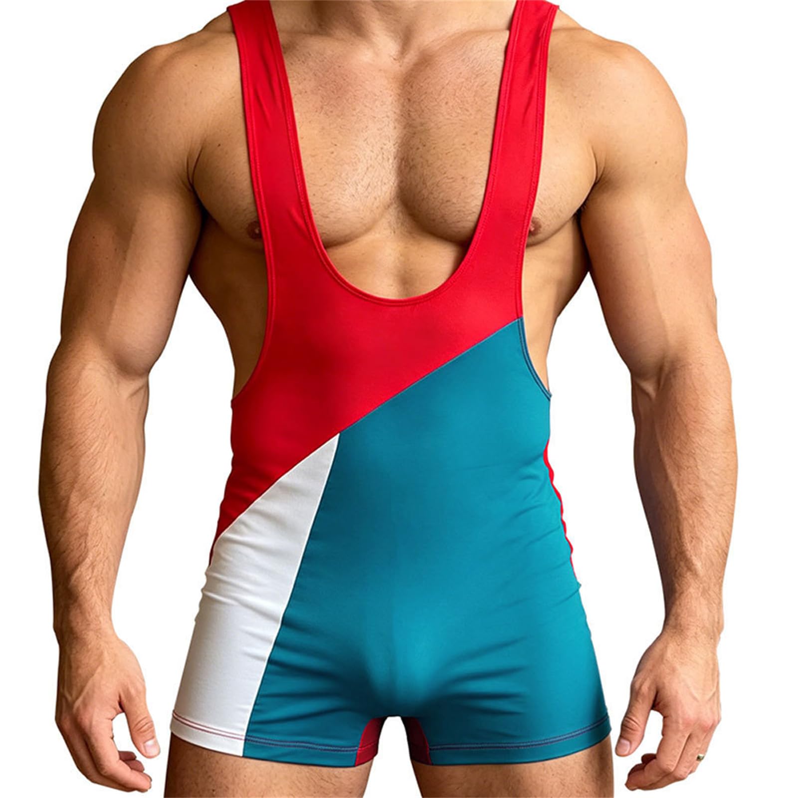 Kuukaas Mens Wrestling Singlet Athletic Bodysuit Sports Singlets for Men Gym Wear Sleeveless Training Bodysuit L