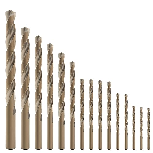 Miniatura 2 de Juego de 15 brocas de cobalto, M35 HSS, punta de 135 grados, kit de brocas de longitud para metal endurecido, hierro fundido, acero inoxidable,