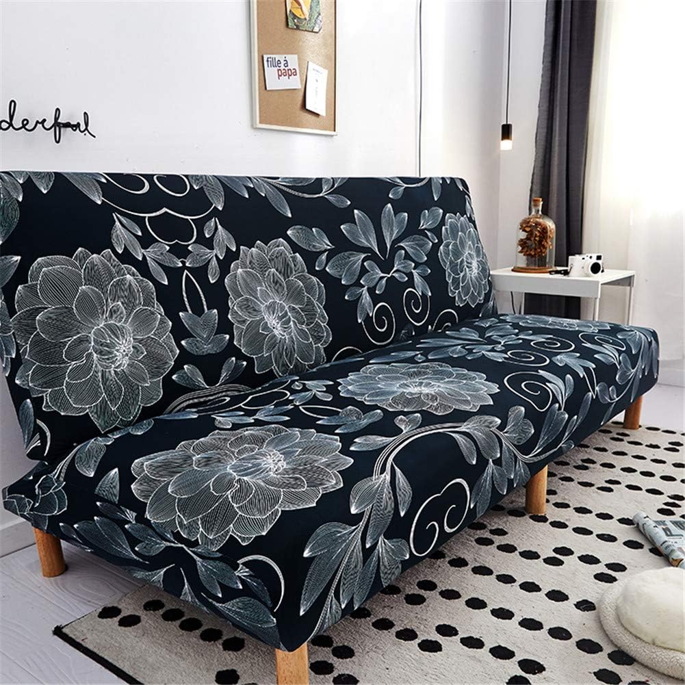 nordmiex Armless Sofa Cover Stretch Sofa Bed Slipcover Futon Sofa Cover Couch Protector Without Armrests Lightweight Stretch Furniture Protector,Flower