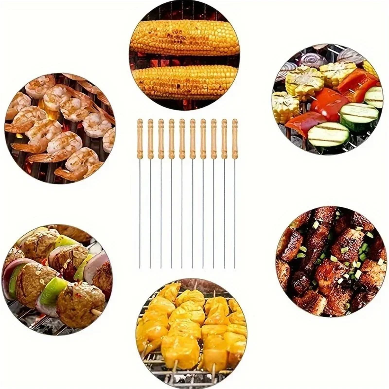 50 Uds. Brocheta de barbacoa acero inoxidable, brochetas reutilizables for for acampar al aire libre, utensilios cocina for Picnic, suministros for Para Barbacoa