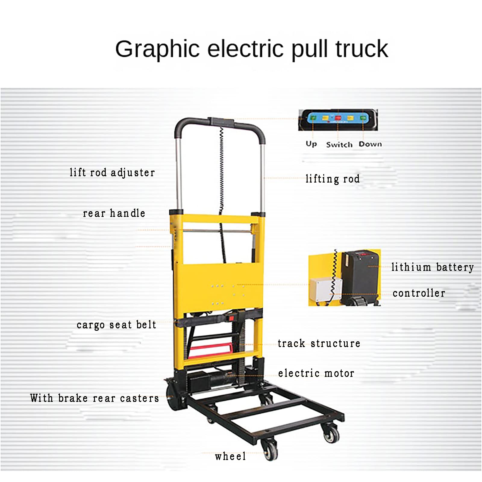 Montascale Cingolato Elettrico, Carrello Montascale Portatile E Pieghevole, Con Una Capacità Di Carico Massima Di 200 Kg (440 Libbre), Ruote Universali Resistenti All'usura a 360°