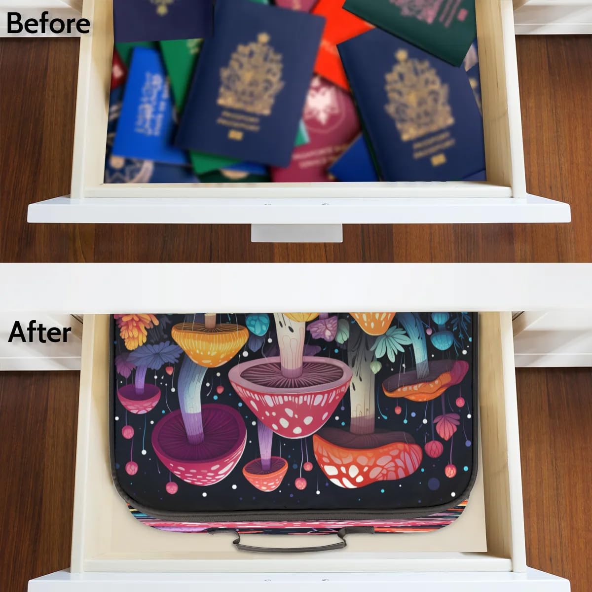 File Organizer Beautiful Mushrooms Document Organizer with Handle Portable File Organizer Bag Home Travel Storage Bags for Files Laptop Certificates