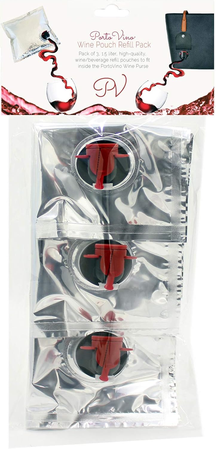 Portovino 3 Pieces 1 5 L Wine Dispensing Purse Refill Bladders Refillable Reusable Bpa Free Drink Pouches With Quick Easy Filling Each Stores 2 Bottles Of Wine Home Kitchen Portovino 3 Pieces 1 5 L Wine Dispensing Purse Refill Bladders Refillable Reusable Bpa Free Drink Pouches With Quick Easy Filling Each Stores 2 Bottles Of Wine Home Kitchen