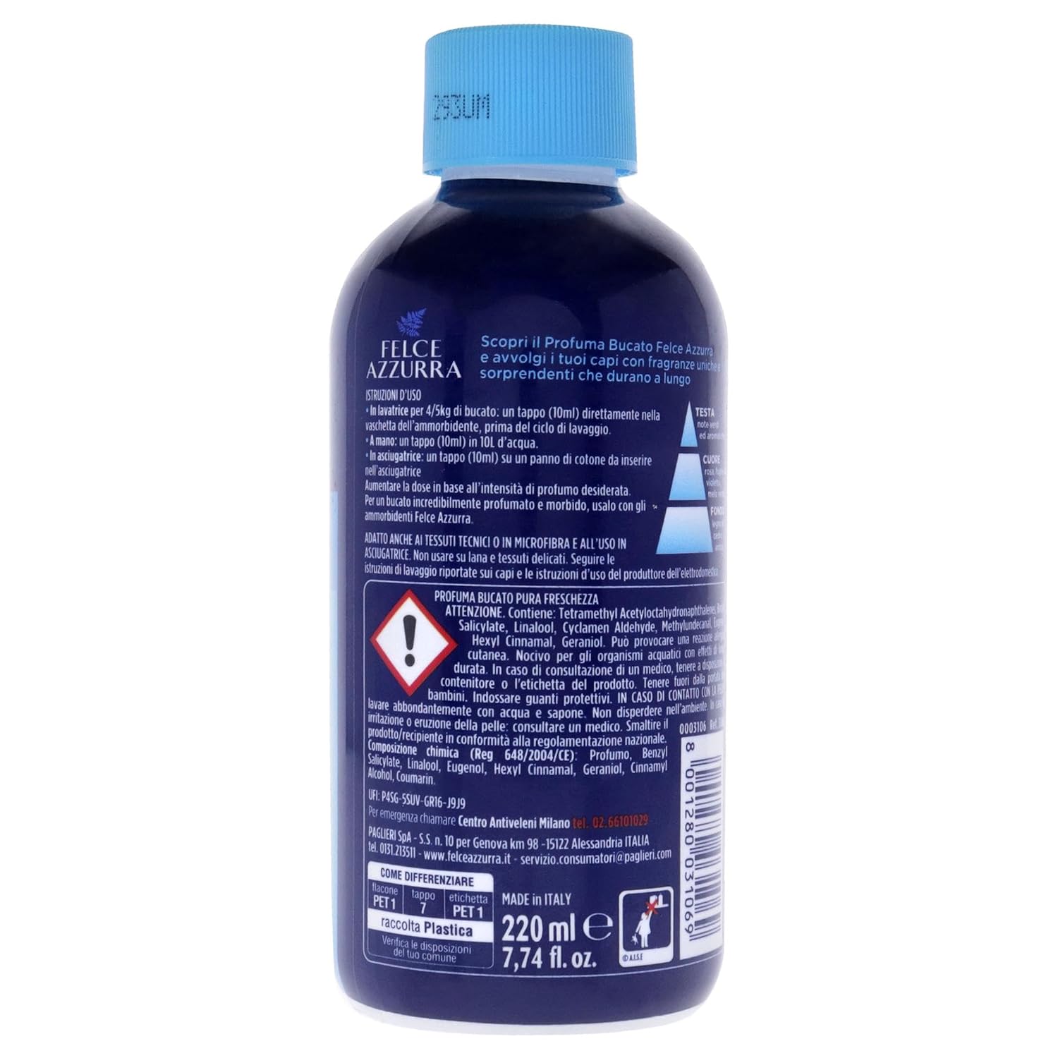 Felce Azzurra In Wash Scent Booster - Long Lasting Rose Floral Fragrance - Give Laundry Intense, Sparkling Brightness - Laundry Scent Booster for Washer - Pure Freshness - 7.74 oz