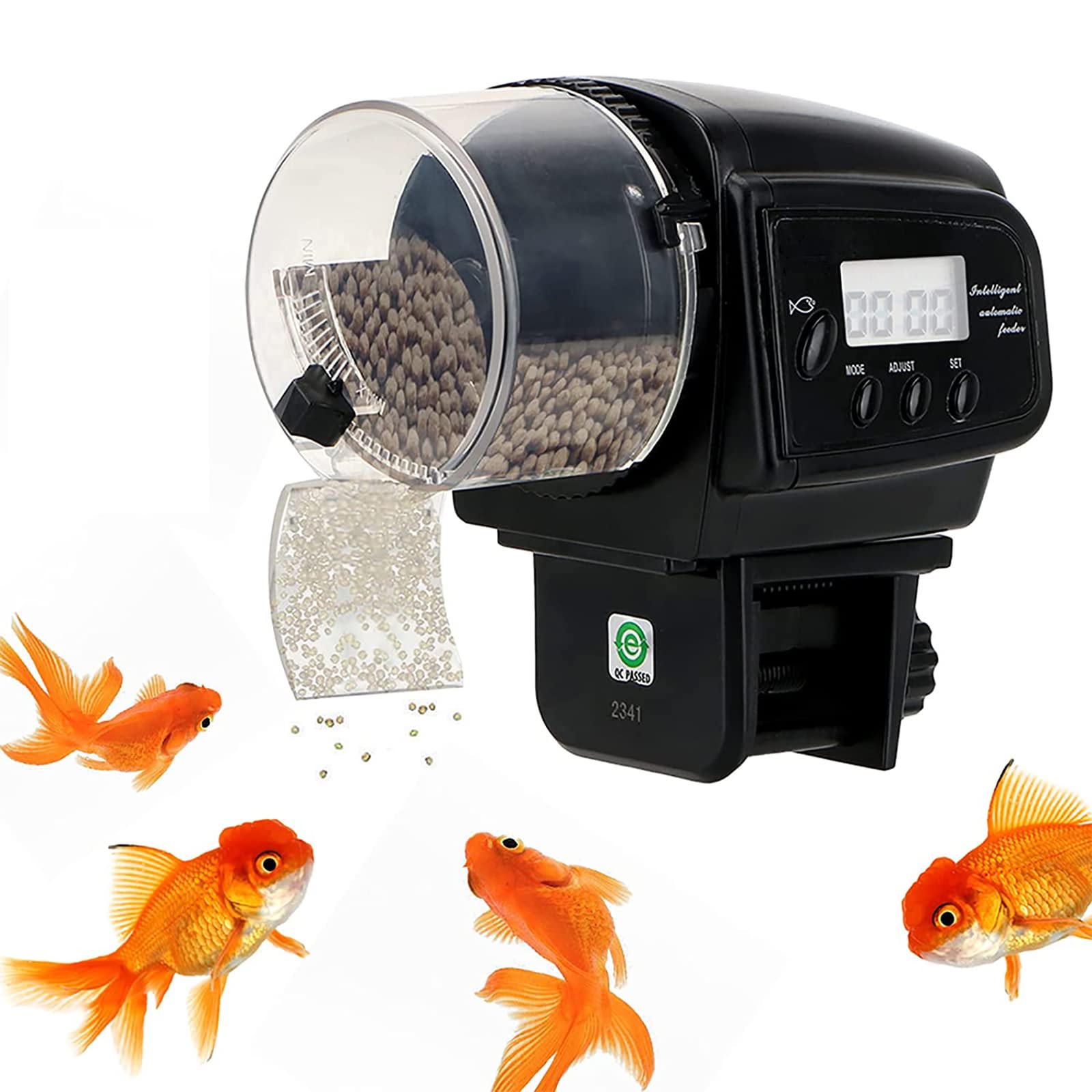 POCDOKYZ Pequeño Alimentador de Peces Automático Inteligente A Prueba de Humedad, Dispensador de Alimentos para Acuario de 100 Ml con Tapa, Adecuado para Vacaciones de Fin de Semana, Acuario O Pecera