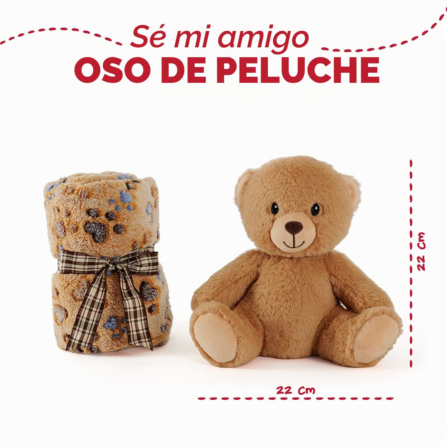 PERLETTI Manta Bebé Suave y Cálida con Osito de Peluche - Muselina para Niño y Niña 0 1 2 3 Años Colorida con Lazo - Doudou para Niños Niñas Marrón con Muñeco y Estampados - 120x80 cm (Oso)