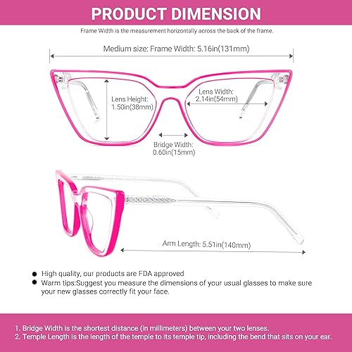 Miniatura 6 de VOOGLAM Gafas de gran tamaño con bloqueo de luz azul ojo de gato para mujeres anti fatiga ocular gafas Lyuba