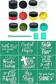 JAJADO 10 Pcs Chalk Paste Fabric Screen Printing Ink, Chalk Paste Paint Stencils Paste Ink Faith Self Adhesive Silk Screen Transfer Paint for Wood, T-Shirt, Cup, DIY Home Decor Craft Project