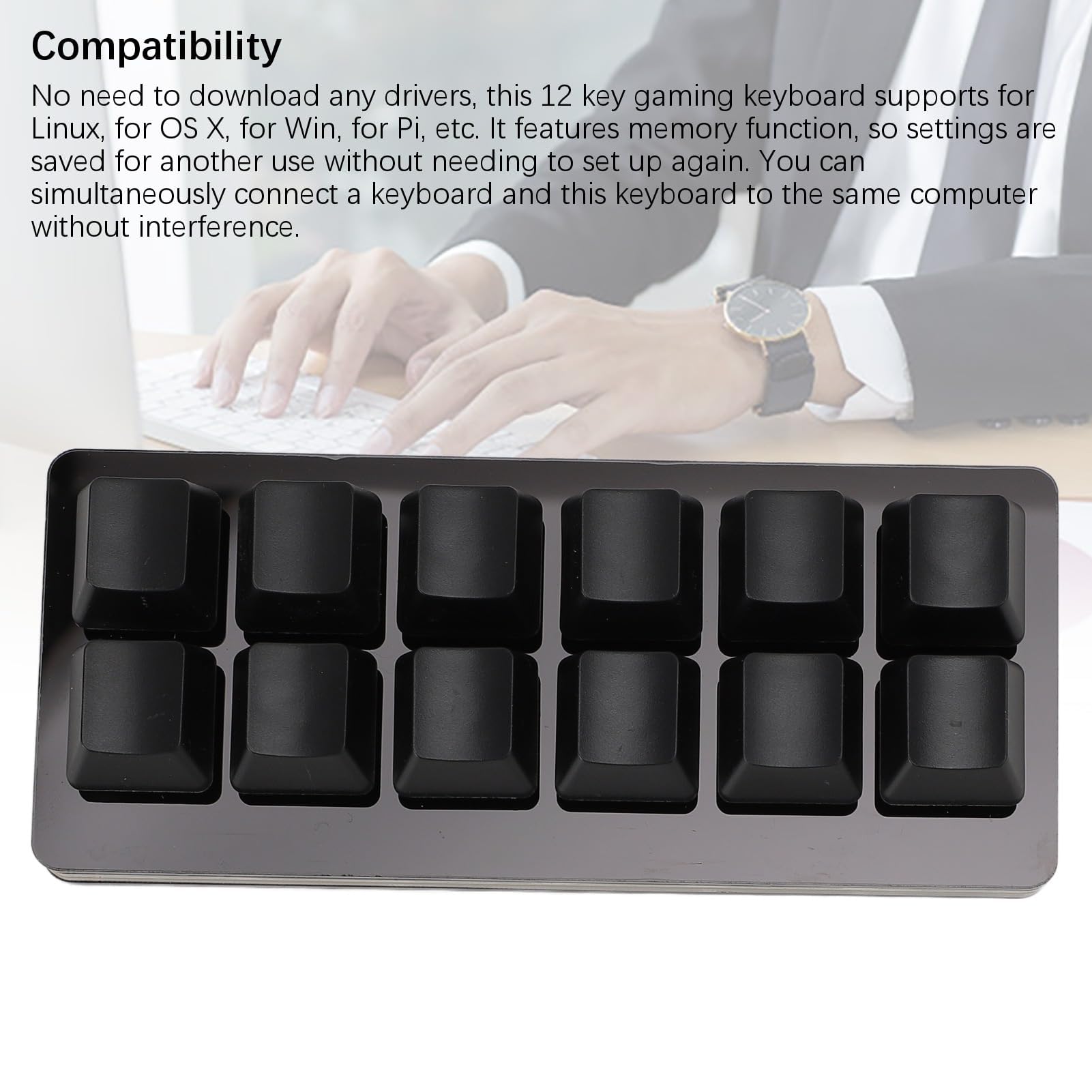 Dpofirs Teclado Mecánico para Juegos de 12 Teclas, Teclados RGB para Juegos de PC, Interruptor Rojo Mecánico, Teclado con una Mano, Teclado con Cable, Teclado Programable e (Black)