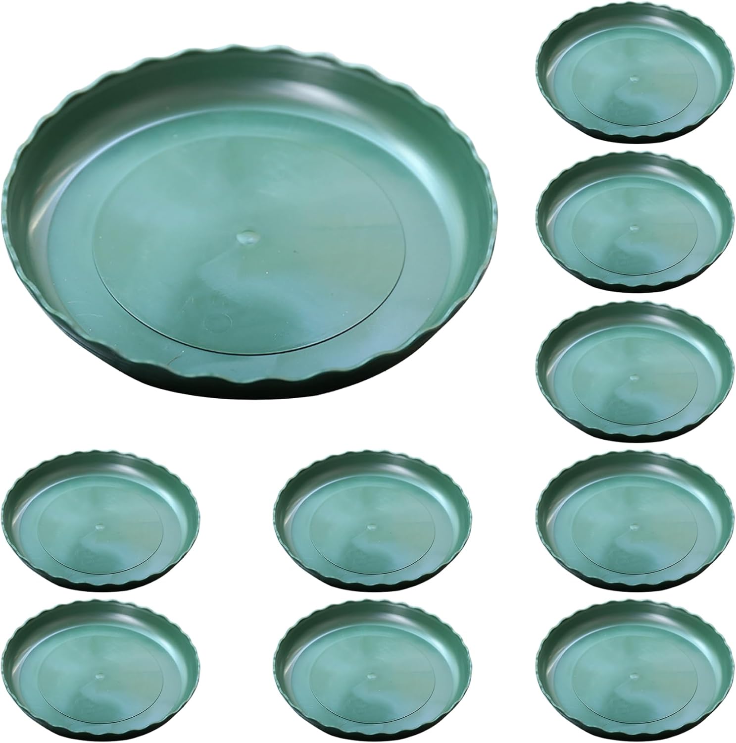 10PCS Plant Saucer,Plant Pot Saucers 12inch Plastic Flower Pot Drip Trays, Heavy Duty Plant Trays for Pots, Thick Plant Water Catcher Tray for Indoor Outdoor, Green