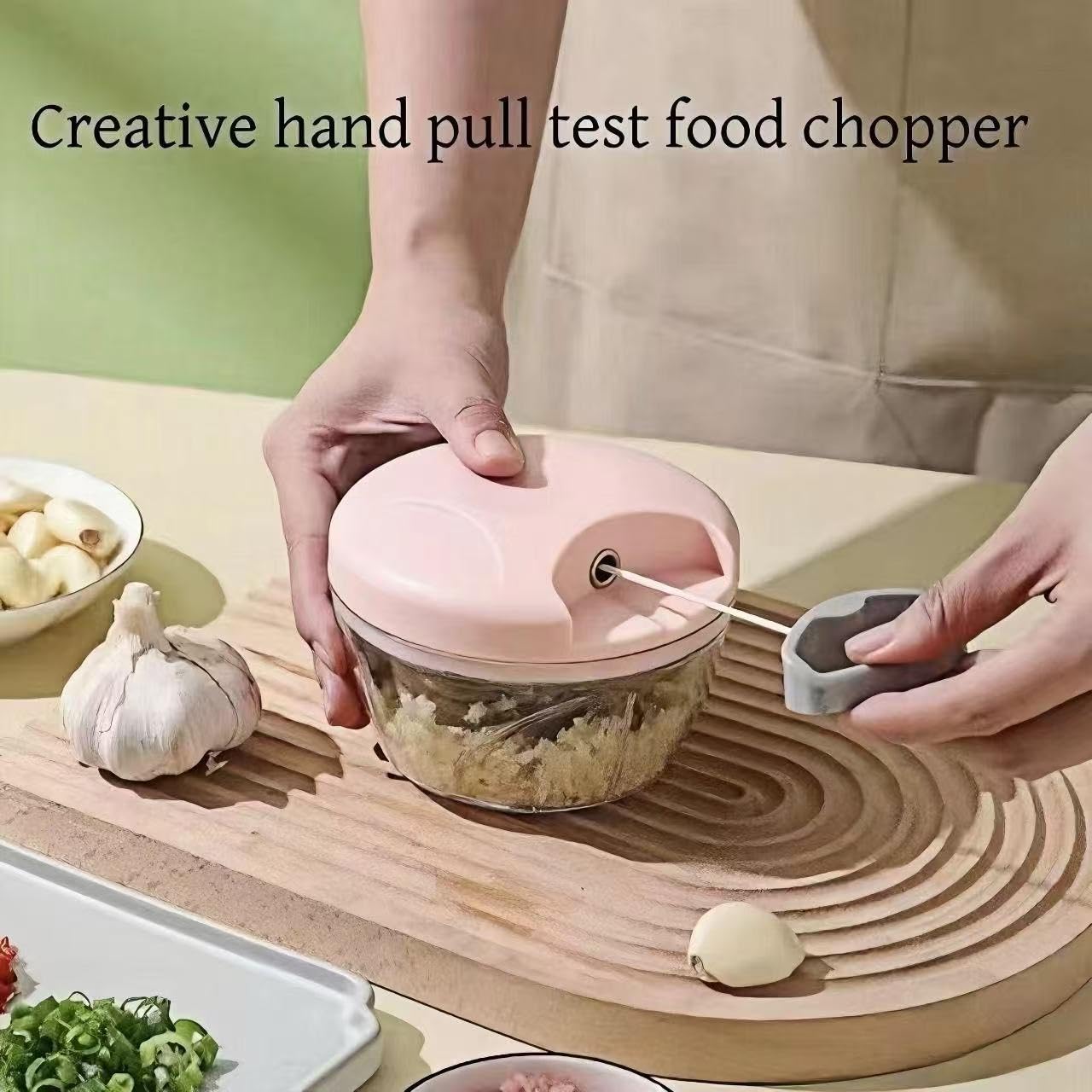 Procesador manual de alimentos, picador de verduras, picador de ajo portátil con cuerda de mano, cortador de cebolla para verduras, jengibre, ajo, frutas, cebolla, papa, ensalada (rosa, 16.9 fl oz) 6