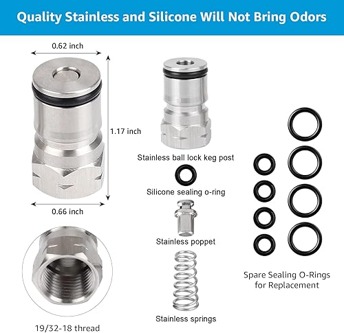 Miniatura 9 de MRbrew 2 pares de postes de bloqueo de bola, acero inoxidable 304 Homebrew 1932 pulgadas -18 Co2 kegerator de gas de CO2 líquido de cerveza,