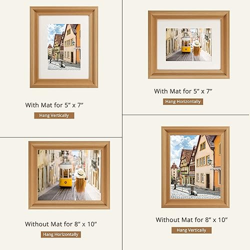 Vista 58 de GraduationMall Marcos de fotos de madera de 4 x 6, vidrio real, marcos de fotos para pared o mesa, juego de 2 Roble