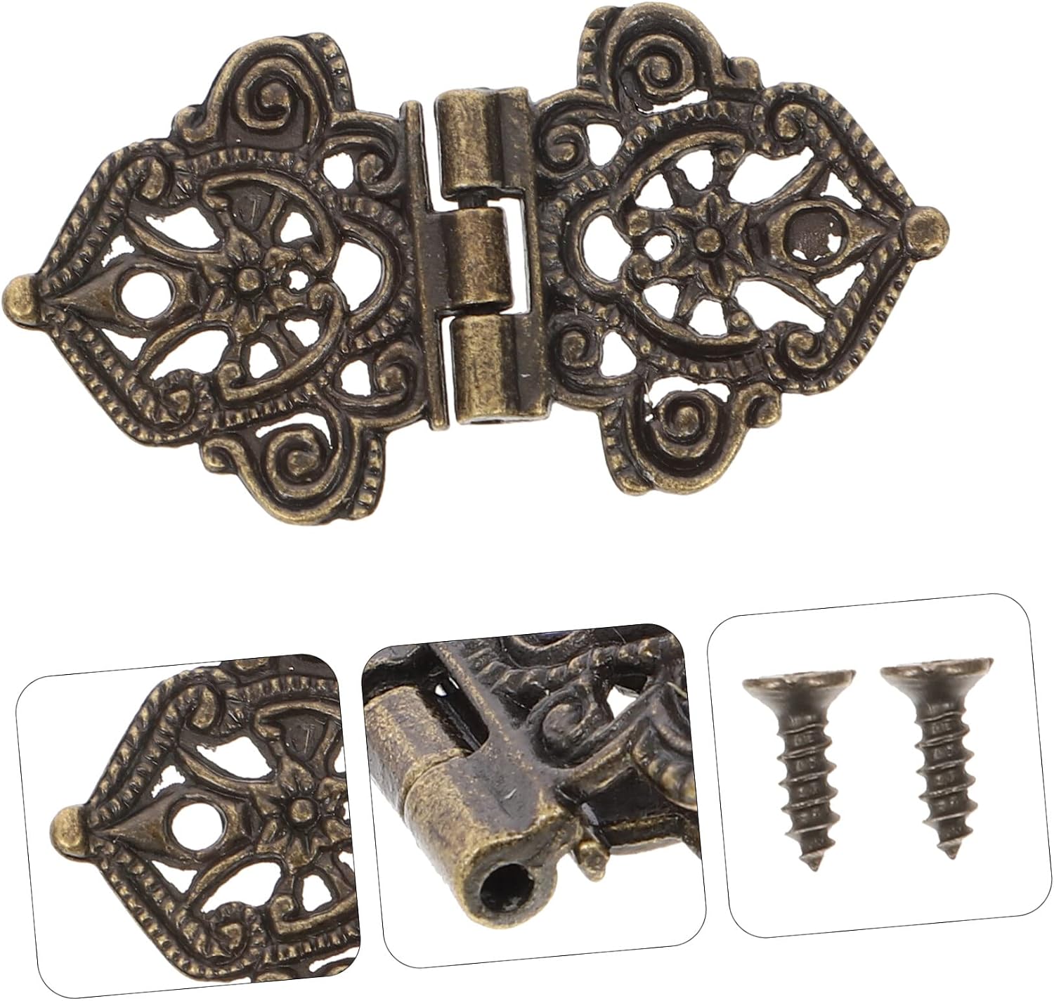 Hasp Latch,Latch Lock,Toggle Latch,Latch Clasps,4pcs Hinge Vintage Jewelry Box Antique Cabinet Buckle Vintage Design Hinges Brass Decor Hasp Lock Vintage Wooden Case Hinges(Bronze)