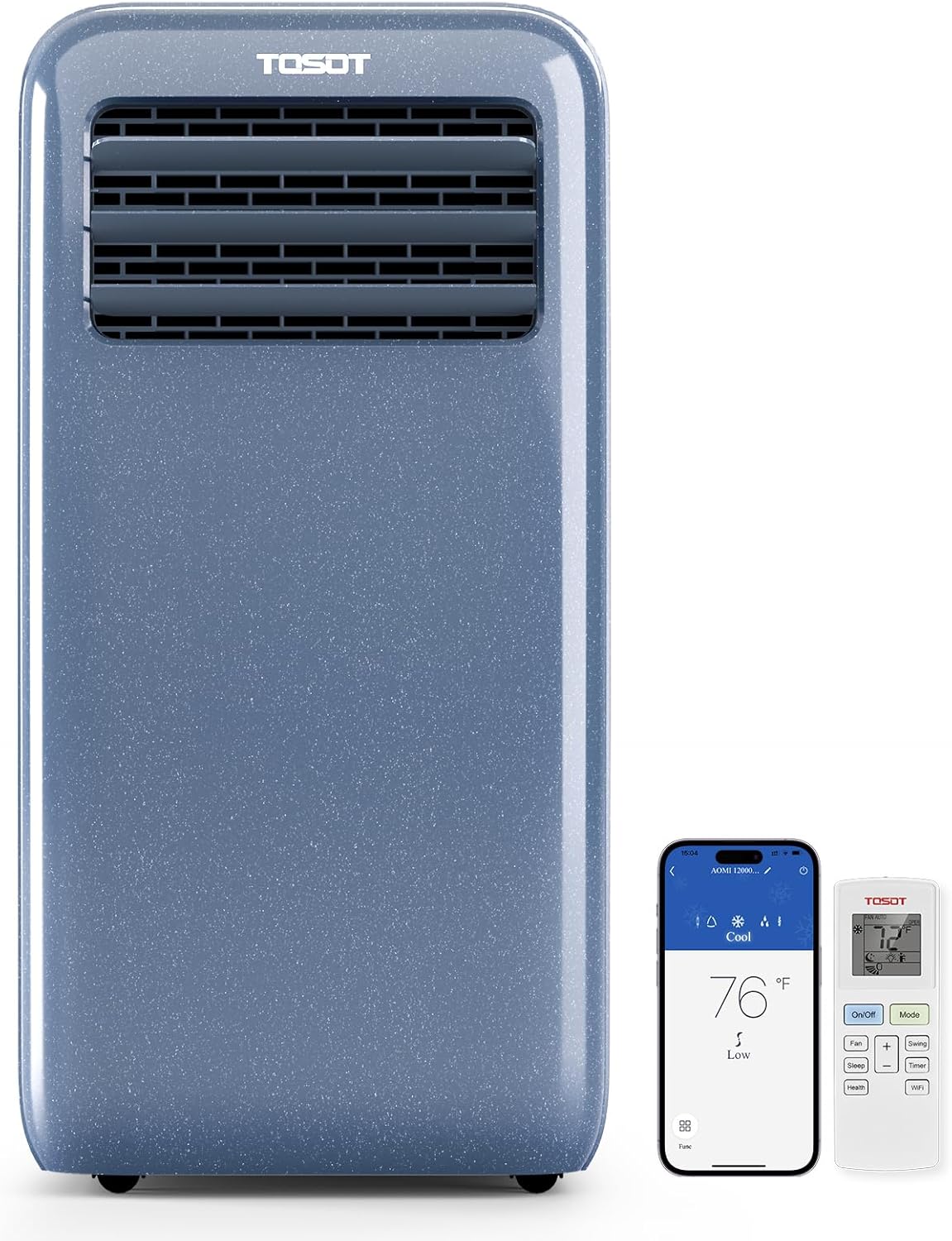 TOSOT 11,500 BTU (8,000 BTU SACC) Portable Air Conditioner WiFi Control, 3-in-1 Portable AC, Dehumidifier, Fan for Large Rooms Up to 400 sq ft, Easy Installation, AOMI Series, Steel Blue