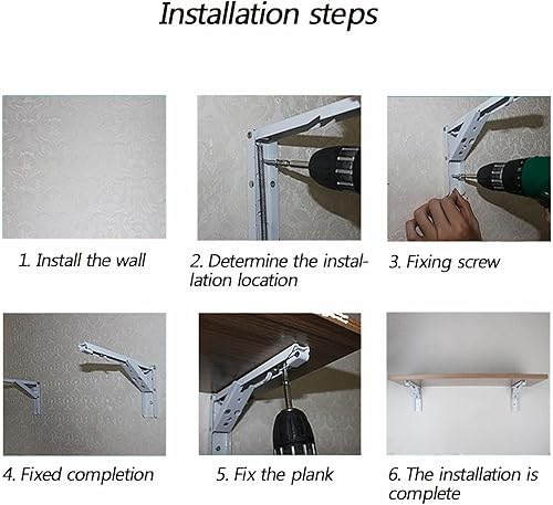 Miniatura 7 de Mesa plegable de hojas colgantes para montar en la pared, mesa plegable de montaje en pared, mesa de cocina y comedor, escritorio, escritorio para