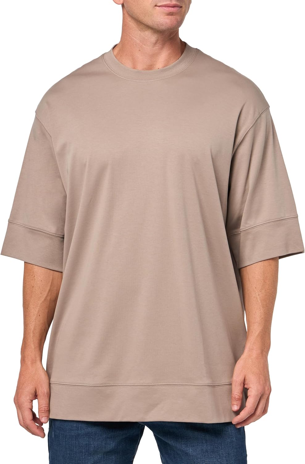 Armani Exchange Men's Cotton Interlock Solid Tee, Driftwood, Large