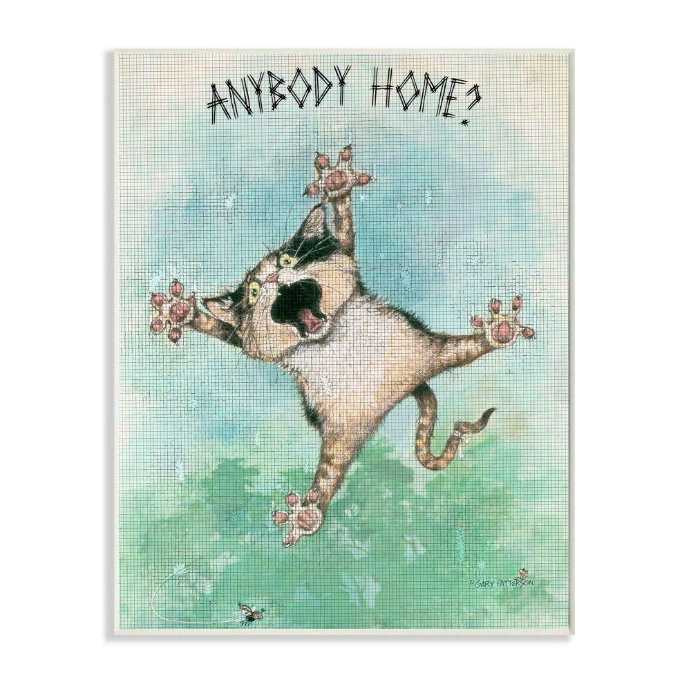 Stupell IndustriesAnybody Home Funny Cat Cartoon Pet Design, Designed by Gary Patterson Art, 10 x 0.5 x 15, Wall Plaque