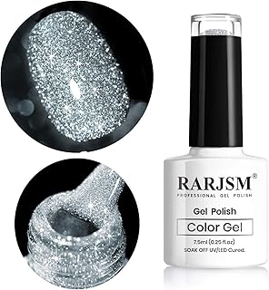 RARJSM Glitter Nail Polish Silver Nail Polish Gel Nail Polish 1PACK 7.5ML Soak Off Nail Lamp Required for Nail Art Design ...