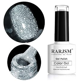 RARJSM Glitter Nail Polish Silver Nailpolish Gel Nail Polish 1PACK 7.5ML Soak Off Nail Cure Required for Nail Art Design Salon Quality DIY Home RAR79