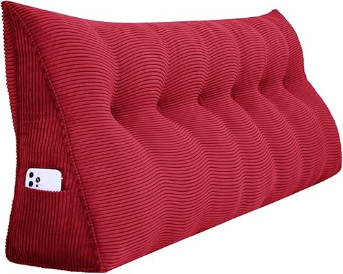 Miniatura 13 de Almohada de cuña grande para cabecero, cojín de respaldo para adultos para sentarse en la cama, almohada ergonómica de lectura para posicionamiento