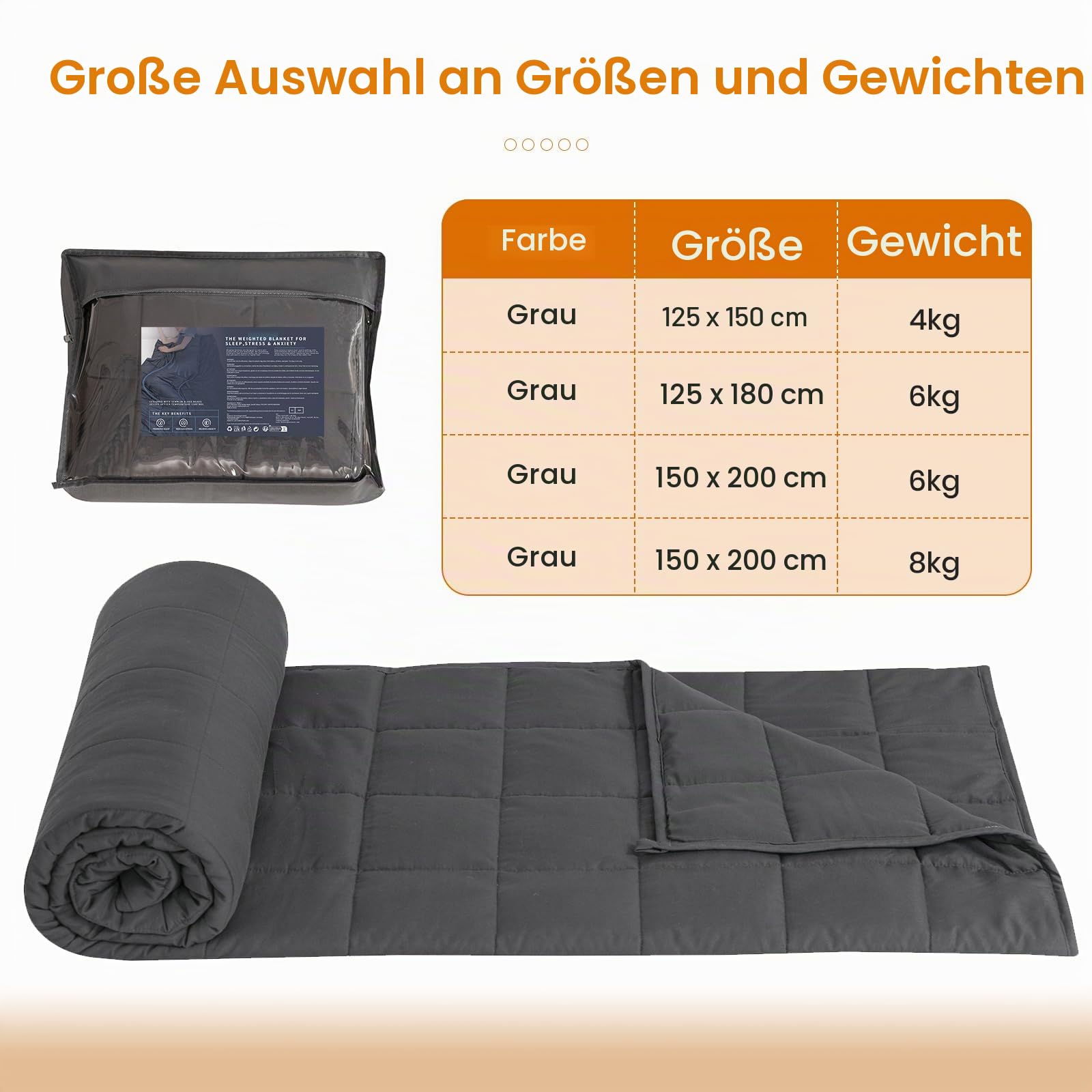 Good Nite Gewichtsdecke 6 kg 150x200 cm Schwere Anti-Stress Decke für Erwachsene Weighted Blanket