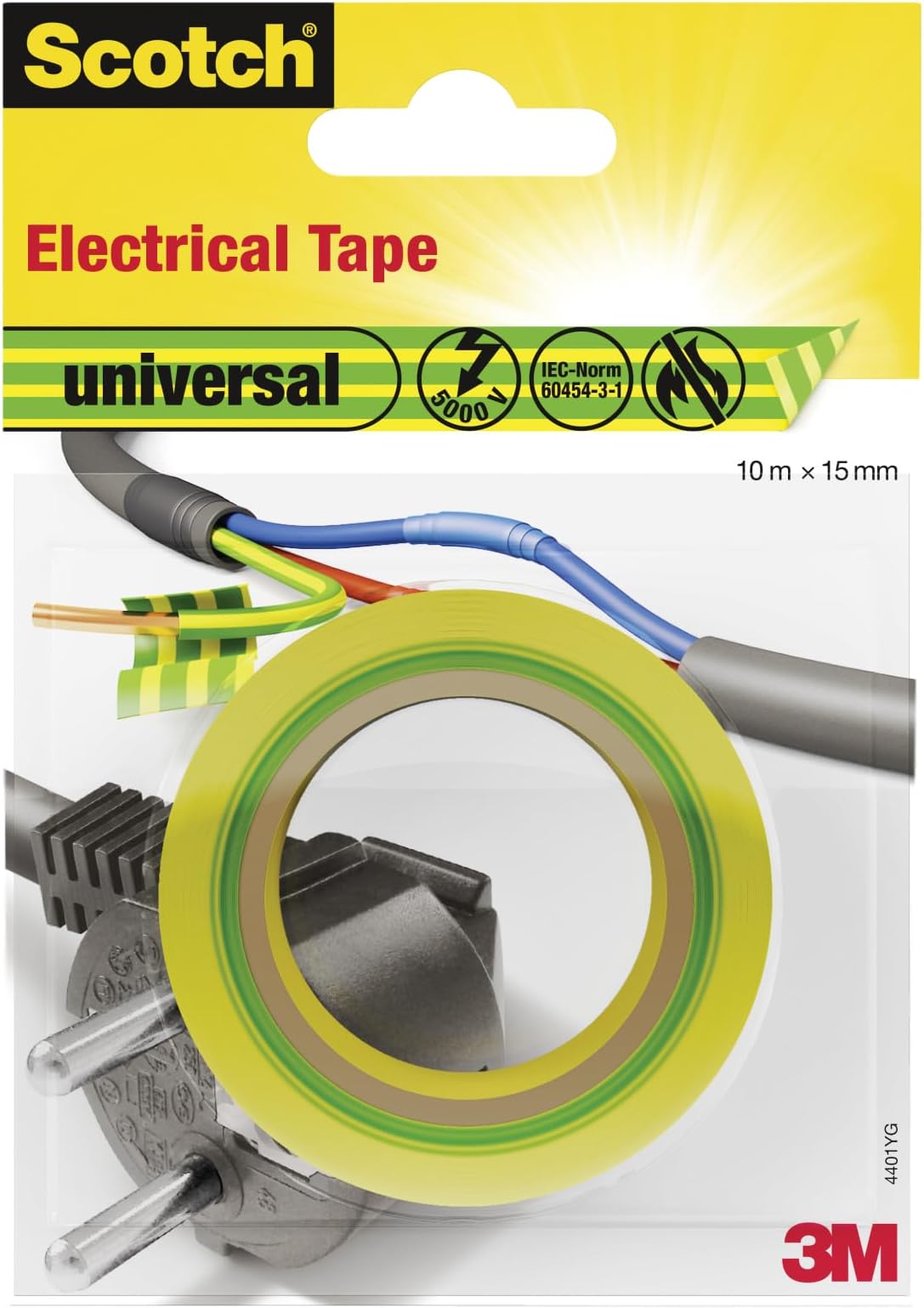 Ruban électrique Scotch Jaune 19mm X 20m - Professionnel 600V, Rouleau De Qualité