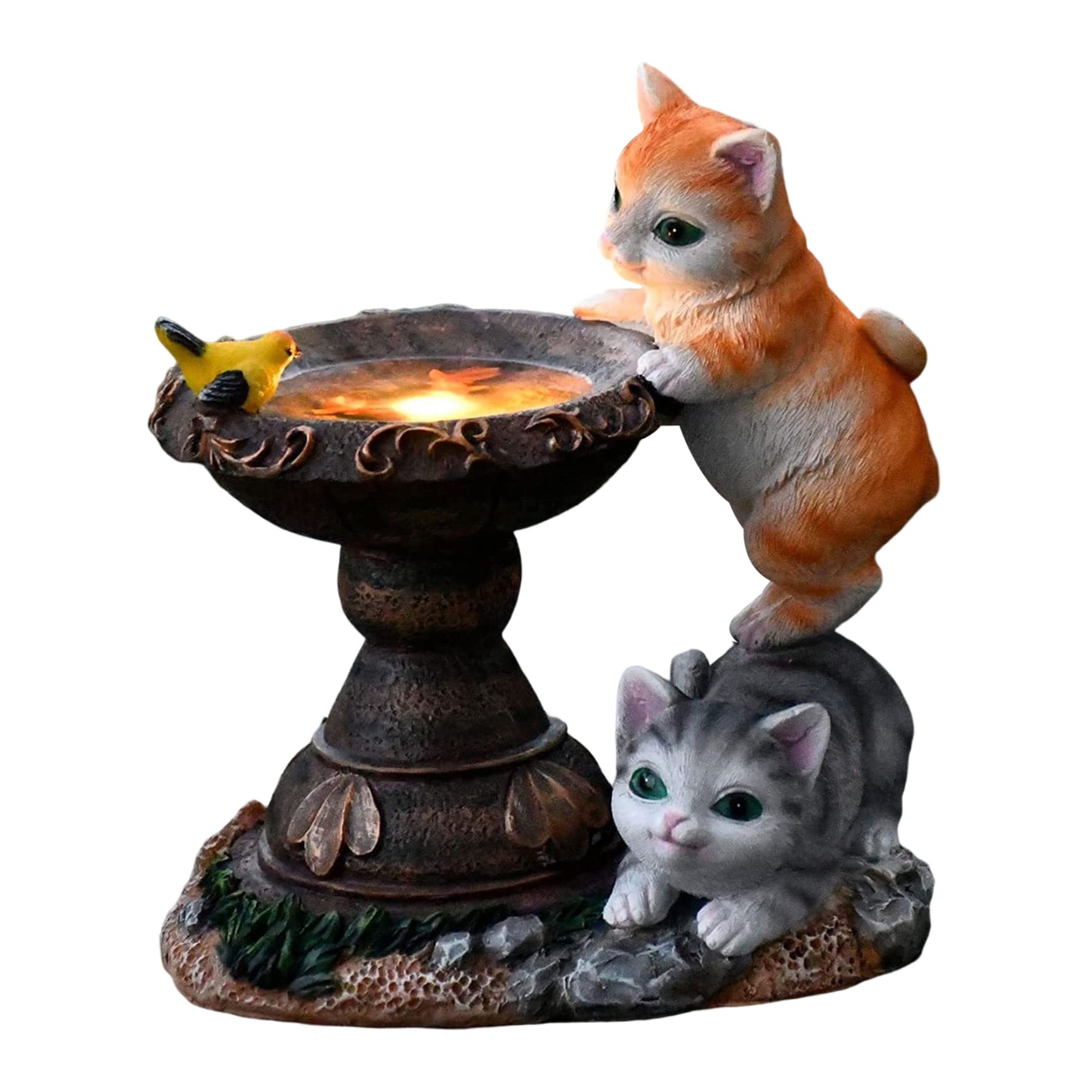 Statues de jardin en résine chat pour éclairer un chemin sombre