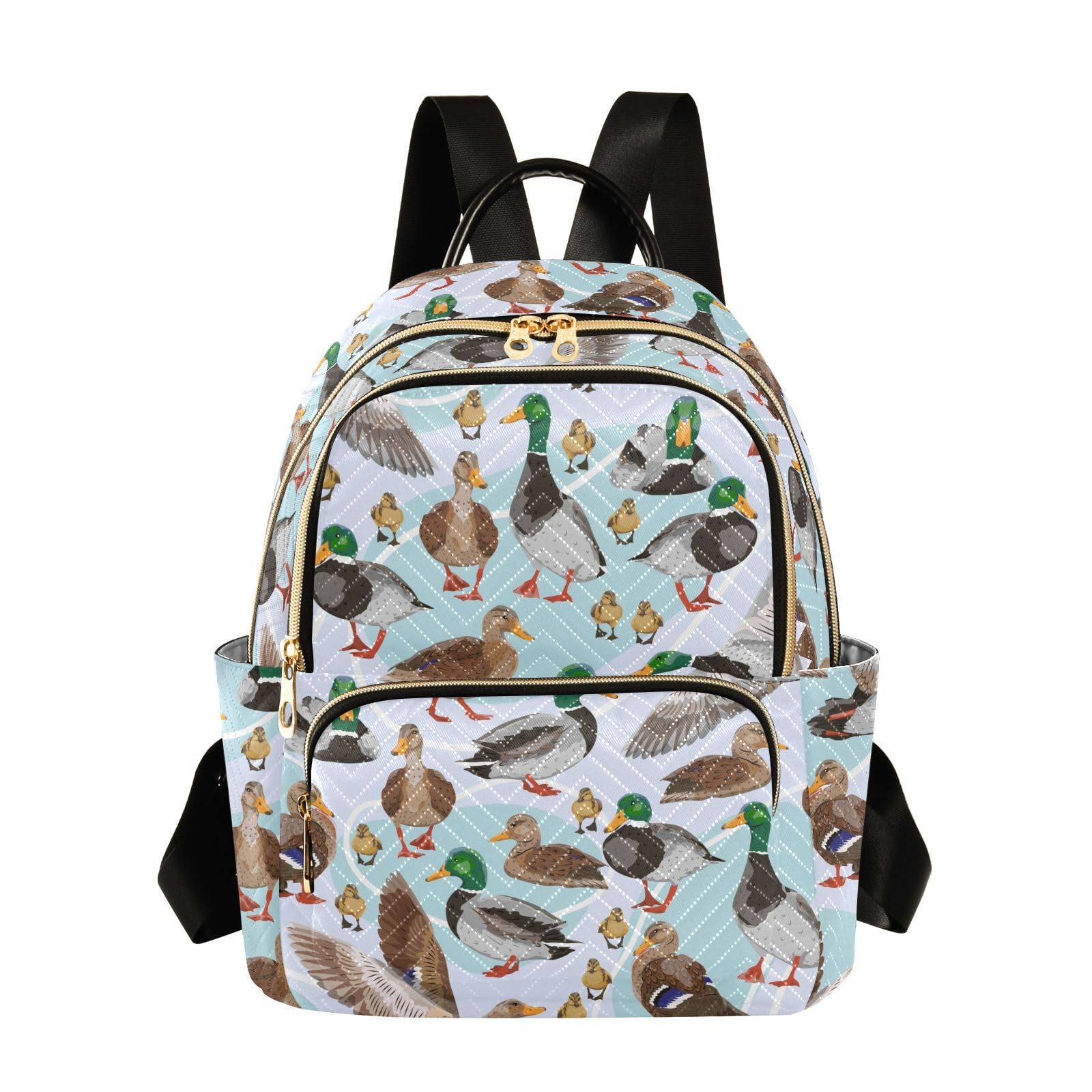 JIPONI Mallard Ducks Pattern Backpack Purse for Women Lightweight Back Pack Casual Daypack Travel Shoulder Bag Bookbag - M