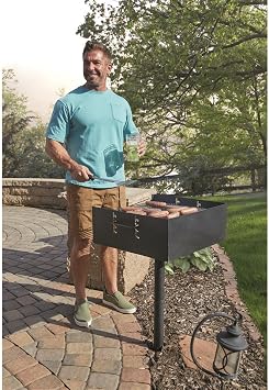 Guide Gear Heavy-Duty Park-Style Charcoal BBQ Grill for Camping, Outdoor Cooking, Backyard, Patio, Camp Grilling Barbecues, 15.5 x 15 x 8.25h.
