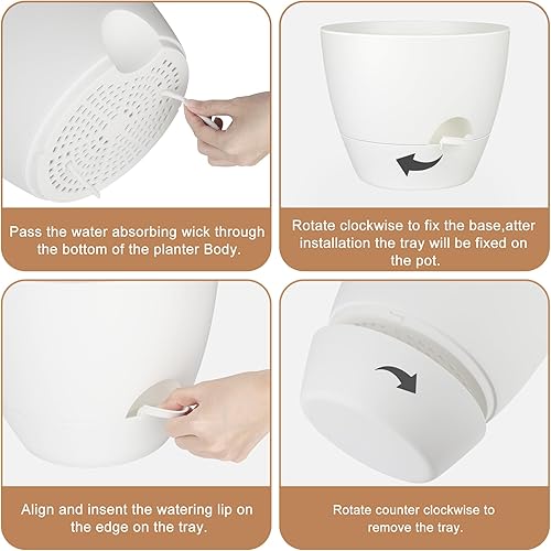 Miniatura 2 de QRRICA Macetas de 10987.57 pulgadas, juego de 5 macetas de plástico con agujeros de drenaje y platillos, macetas de plástico, maceta de guardería