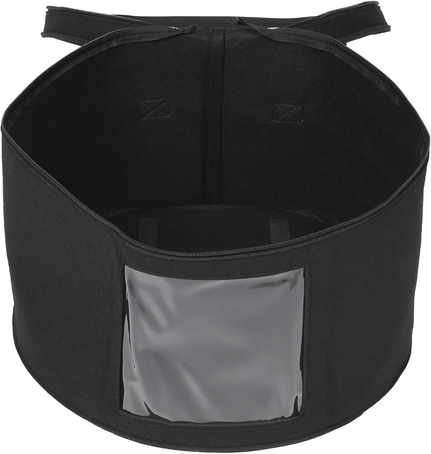 Luxshiny Felt Hat Storage Box with Handle 43x28cm, Black Multifunctional Cap Organizer for Travel and Home, Dustproof Hat Container for Men and Women