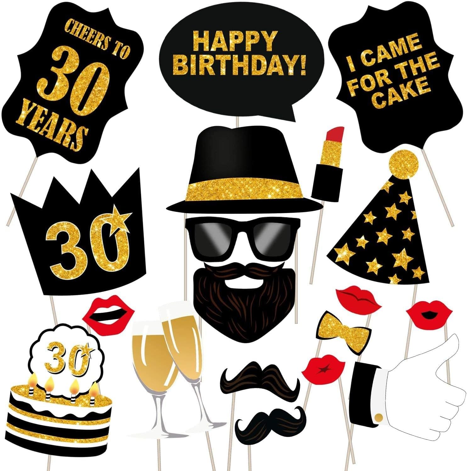 Birthday Photo Booth Props 20 Pcs / 30th Happy Birthday Props/Happy Birthday Party Supplies / 30th Birthday Decoration / 30th Birthday Photo Booth by Indian Collectible