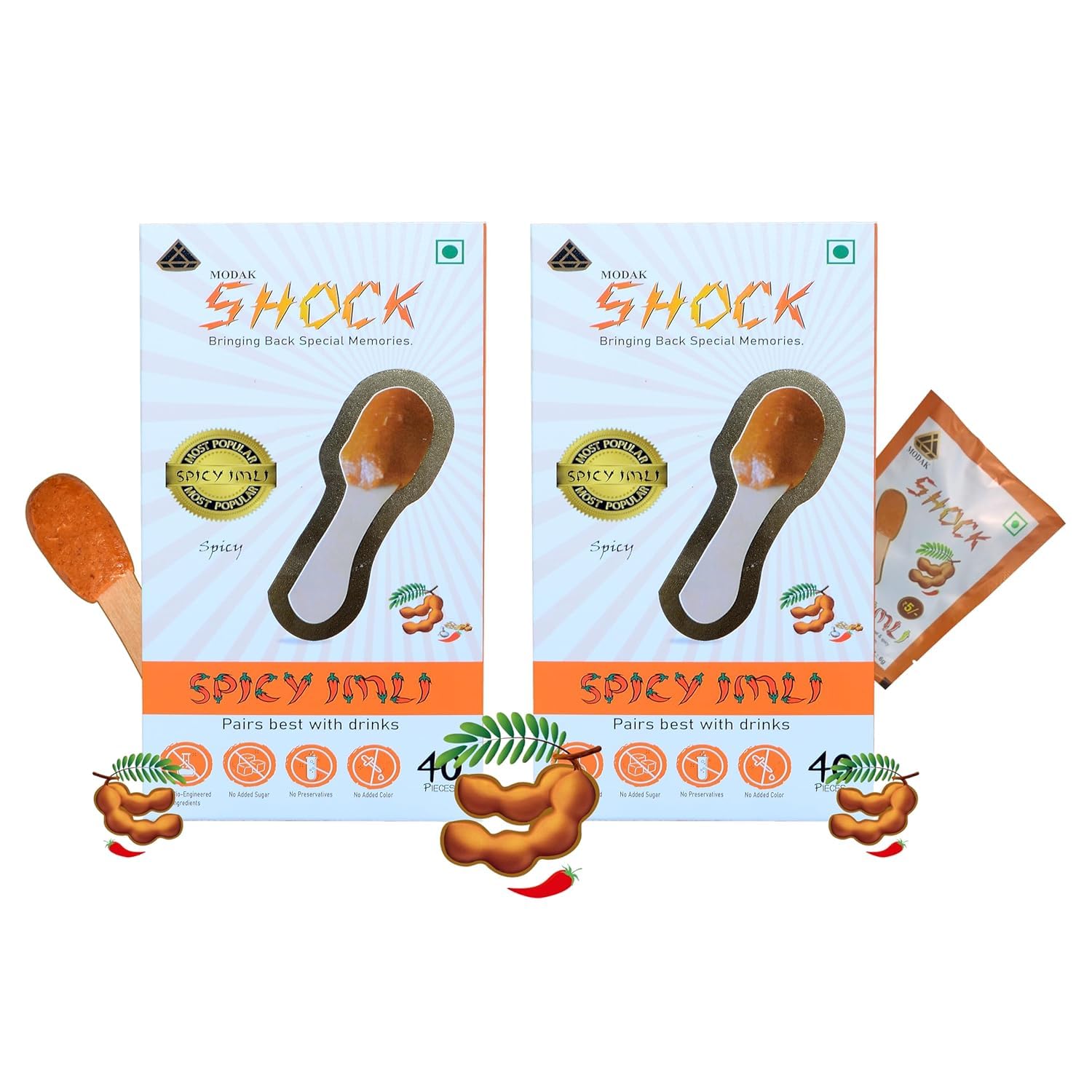 Shock Spicy Imli Candy with Spoon 480gm (Pack of 2) | Tangy Tamarind Digestive Treat | Chatpata Indian Candy | 80 Pieces Pack-image-14