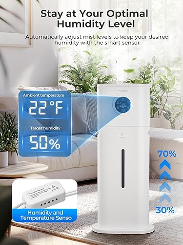 Miniatura 4 de Humidifier for Large Room Home, 12L3.17Gal Top Fill Cool Mist Ultrasonic Floor Quiet Humidifiers for Baby and Plants with Customized Humidity,
