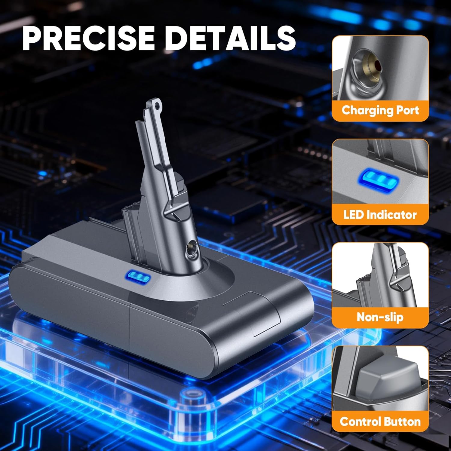 Upgraded 21.6V V8 Battery Replacement Compatible with Dyson V8 Animal/Absolute/Motorhead/Fluffy SV10 Vacuum Cleaner, Includes 2 Filters&3 Screws