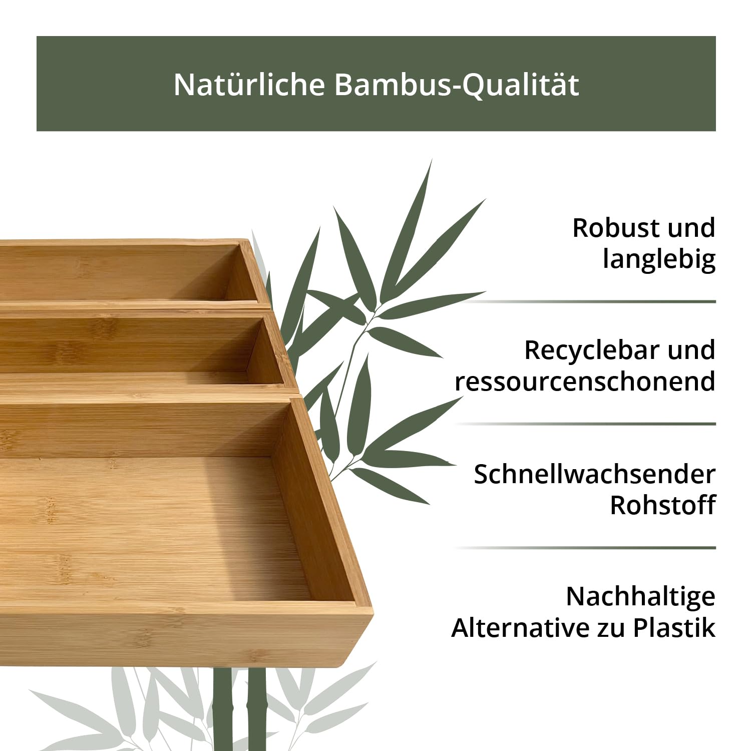 TAKE® 8-teiliges Schubladen Organizer aus 100% Natur Bambus - Boxen in vers. Größen für Küche, Bad & Büro, Schminktisch Organizer Bad, Drawer Organizer