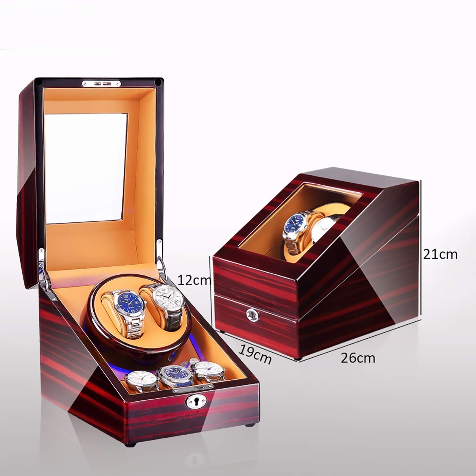 Agitador de Reloj mecánico 3 + 2, Caja de bobinado automático LED, Caja de Motor eléctrico antimagnético silencioso para el hogar, Watc (Caja de exhibición de Reloj)