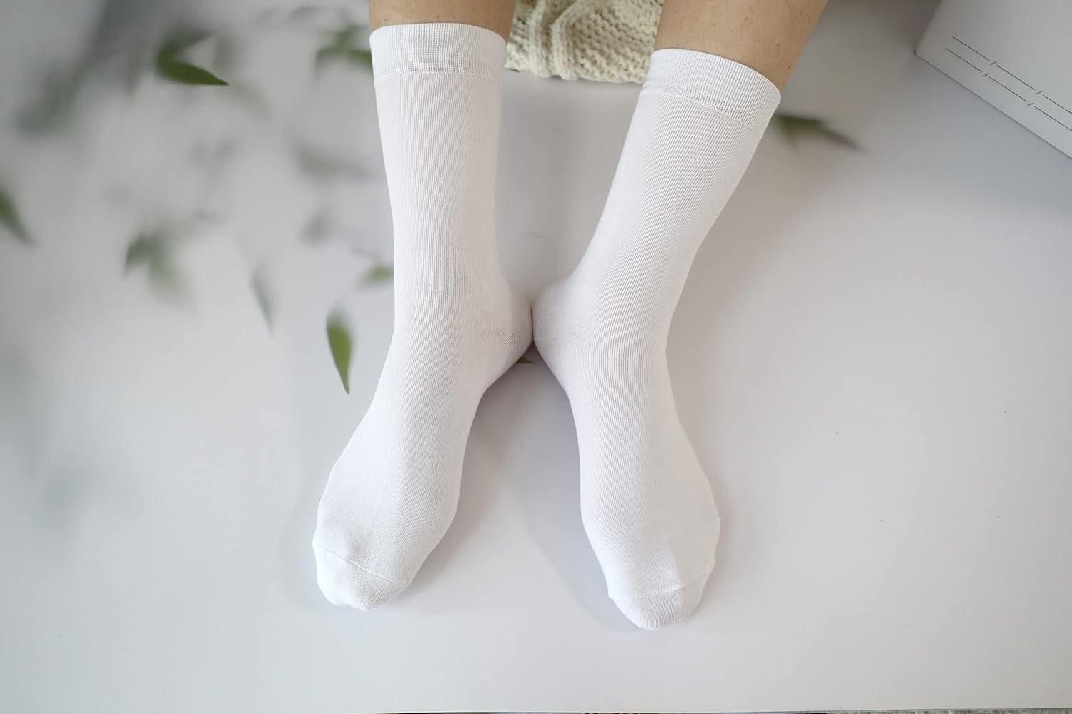 Women's Soft Thin Viscose Bamboo Crew Socks, Fit Stretchy Casual, Business, Dress Calf Sock 5 Pairs - Image 6