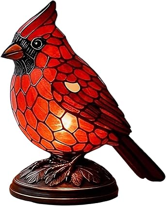 Cardinal Lamp, Red Cardinal Lamp, Resin Birds Night Light, Red Resin Birds Desk Light for Bedroom Living Room, Office