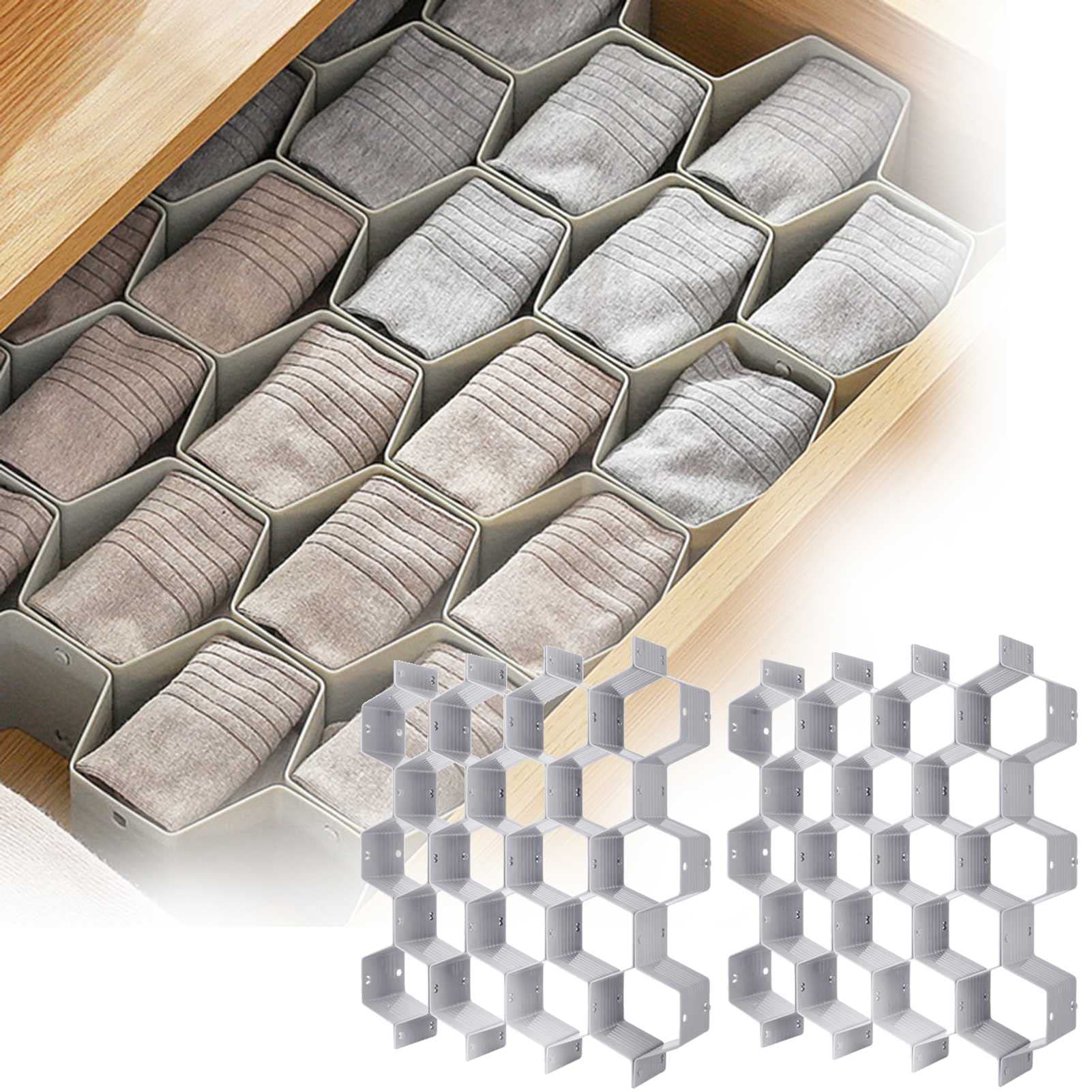 Organizzatore del cassetto a nido d'ape di alta qualità for biancheria intima, separatore divisori del cassetto, for cinghie, cravatte, abbigliamento, trucco, medicina, forniture for ufficio comò (2 s