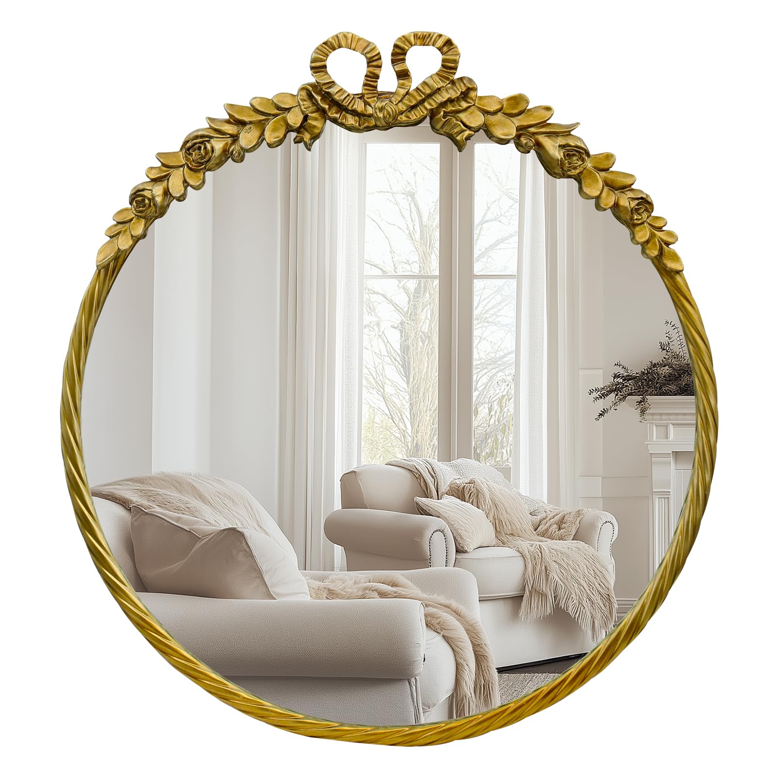 Amazon.com: YIDIE Antique Round Mirror, 28''Baroque Style Vintage