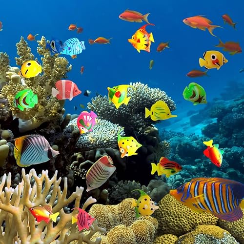 Miniatura 6 de 30 piezas de peces flotantes artificiales en movimiento, peces tropicales, pequeñas figuras de peces para lámpara LED sensorial de burbujas, lámpara