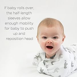 Amazing Baby Transitional Swaddle Sack, Arms Up Half-Length Sleeves & Mitten Cuffs, Swaddle for Newborn Transition to Baby Sleep Sack Wearable Blanket, Medium, 3-6 Month, 14-21 lb, Sterling Tiny Bear