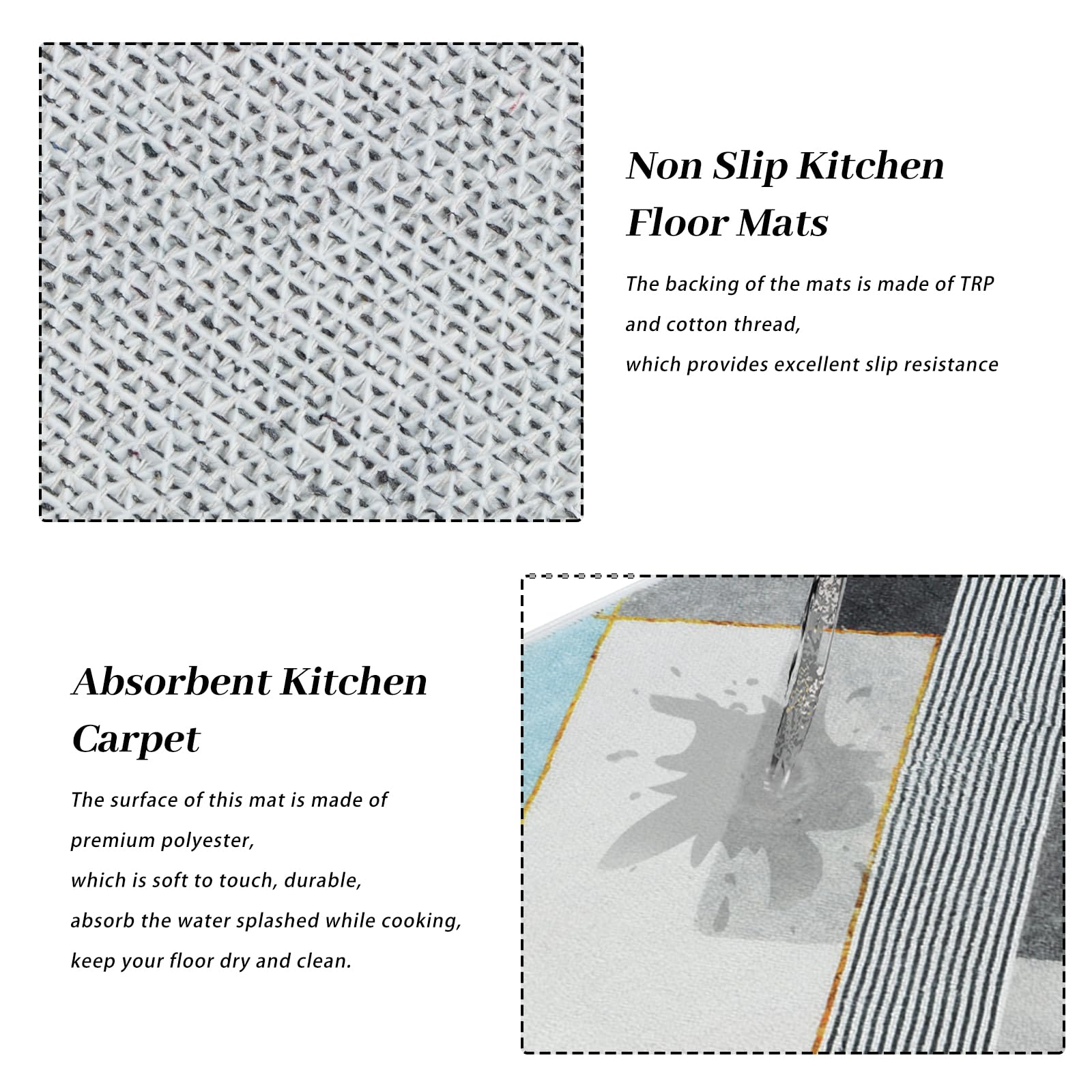 Set 2 Tappetini Da Cucina Assorbenti 43x75cm + 43x120cm - Antiscivolo E Lavabili - Foto 5