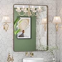 Vista 97 de LOAAO - Espejo de baño con marco de metal negro de 24x36 pulgadas, espejo rectangular redondeado para pared, espejo mate de tocador de baño