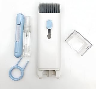 منظف لوحة المفاتيح - أداة تنظيف متعددة الوظائف 7 في 1 لسماعات الأذن والكمبيوتر واللاب توب والموبايلات ومكبرات الصوت التي تعمل بالبلوتوث والشاشات، تتميز بإزالة غطاء الزر للصيانة الشاملة