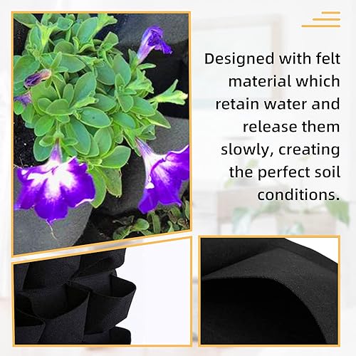 Miniatura 3 de Bolsas de cultivo colgantes para plantar, 72 bolsillos para colgar en la pared, bolsa de cultivo vertical para jardín interior y exterior,
