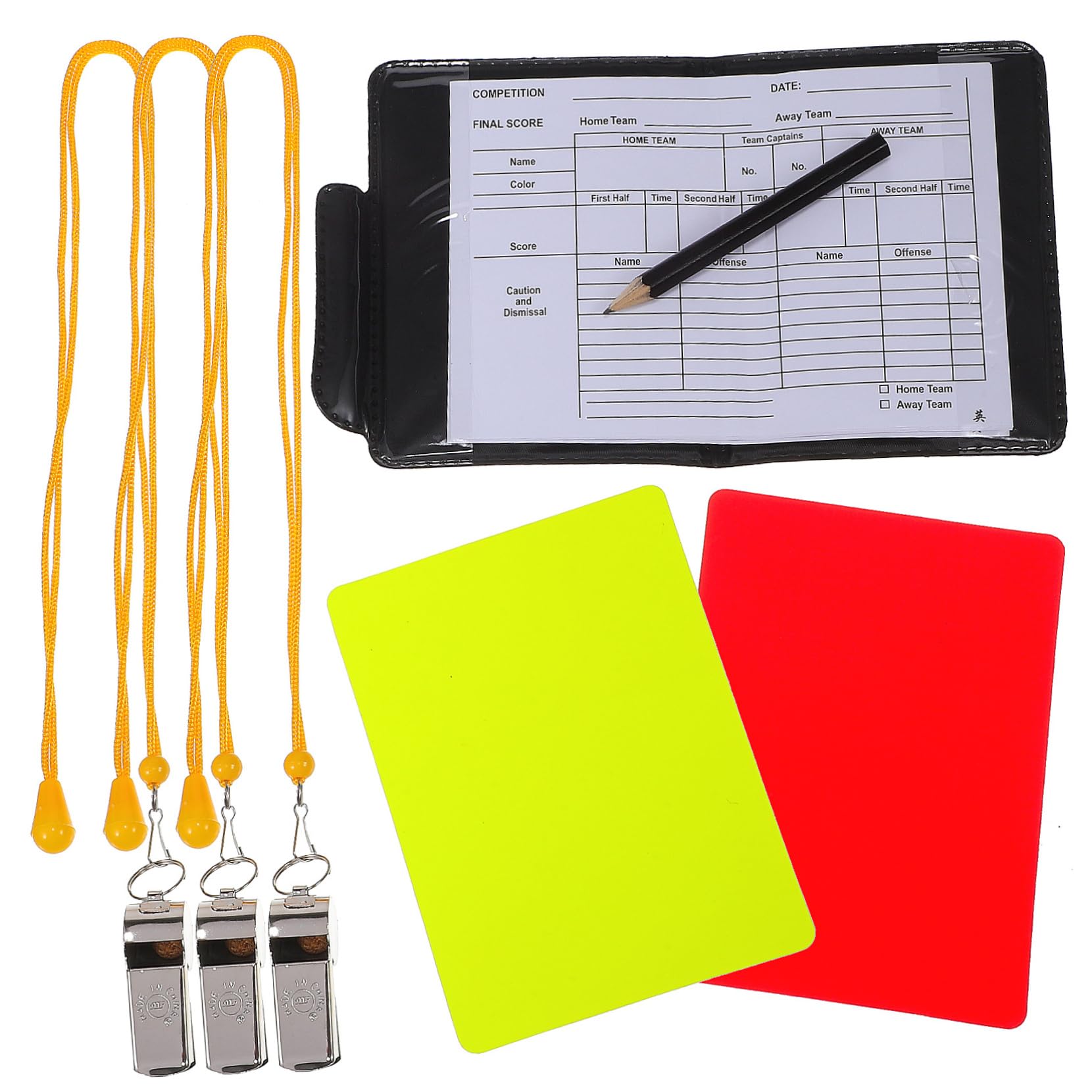 balacoo Soccer Referee Kit: Cards Whistles Pencil Score Sheet Long-Lasting for Matches