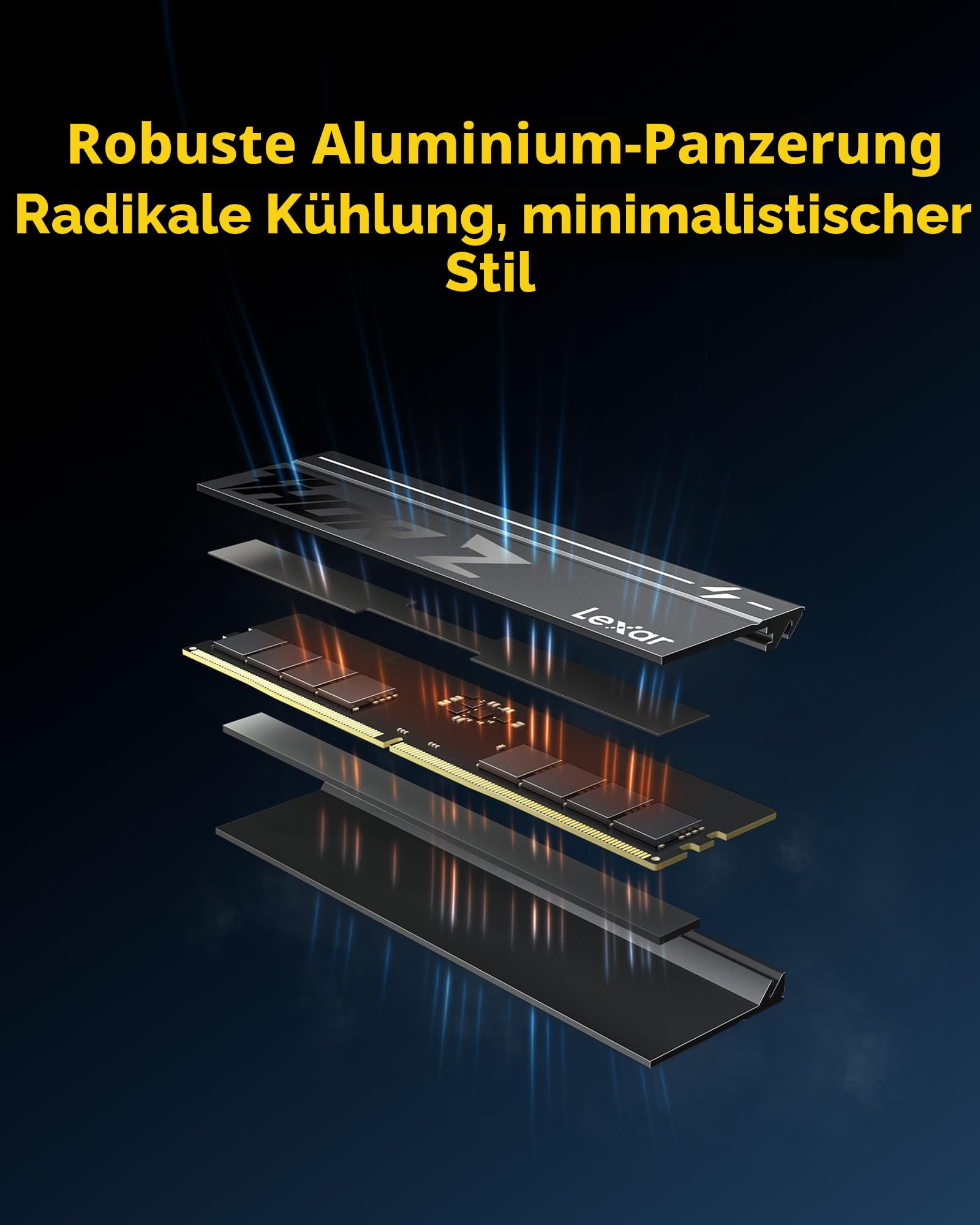 Lexar Thor Z Series OC DDR5 RAM 32GB Kit (2x16GB) 6000MHz CL36, DRAM 288pin UDIMM Desktop Speicher, PC Memory Hochleistungs-Computerspeicher für Intel XMP 3.0/AMD EXPO, für AI, Gaming, 1,4V